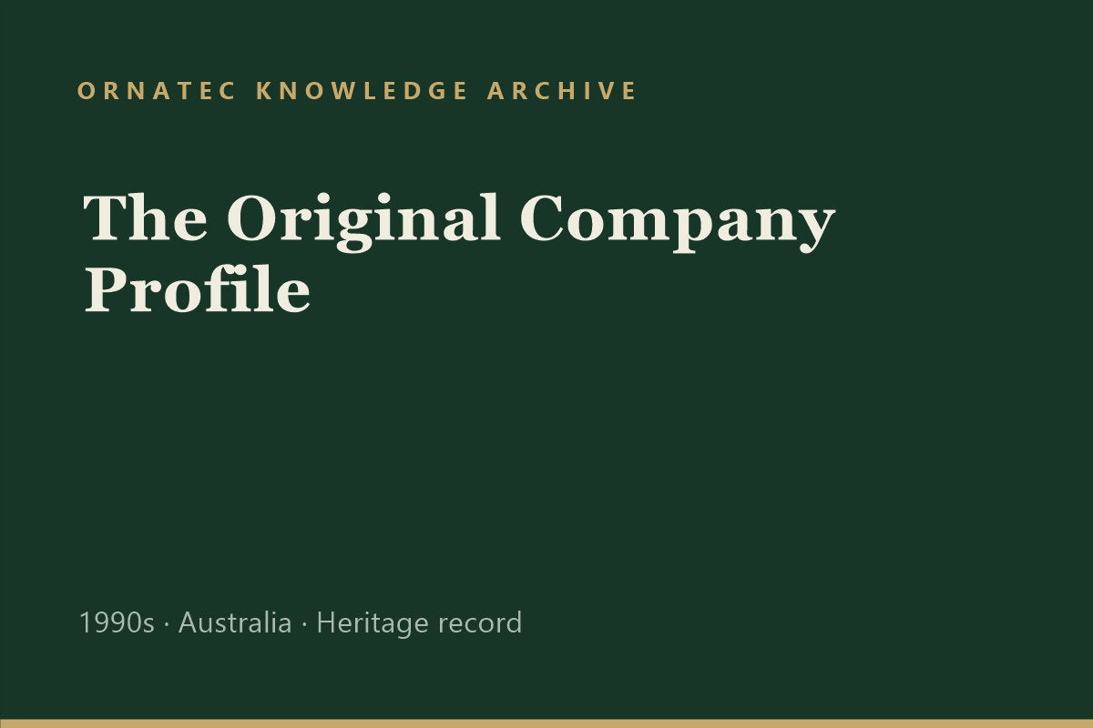 Ornatec Knowledge Archive record cover: The Original Company Profile