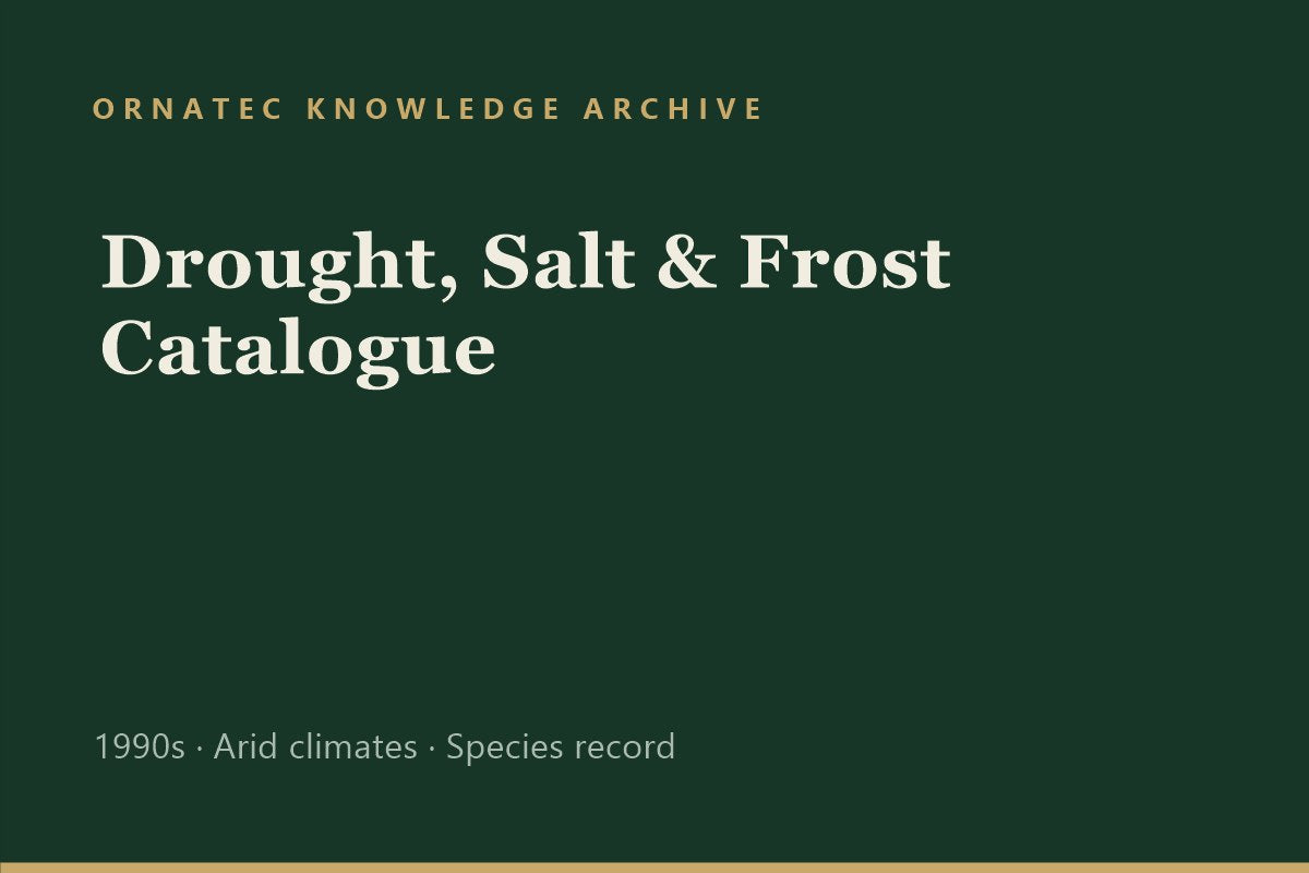 Ornatec Knowledge Archive record cover: Drought Salt and Frost Catalogue