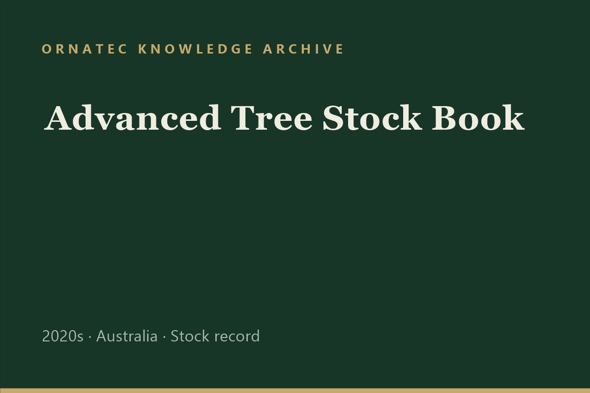 Ornatec Knowledge Archive record cover: Advanced Tree Stock Book