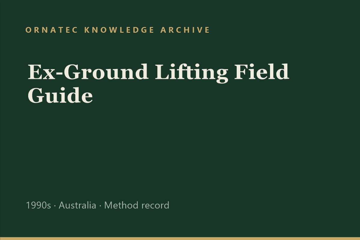 Ornatec Knowledge Archive record cover: Ex-Ground Lifting Field Guide