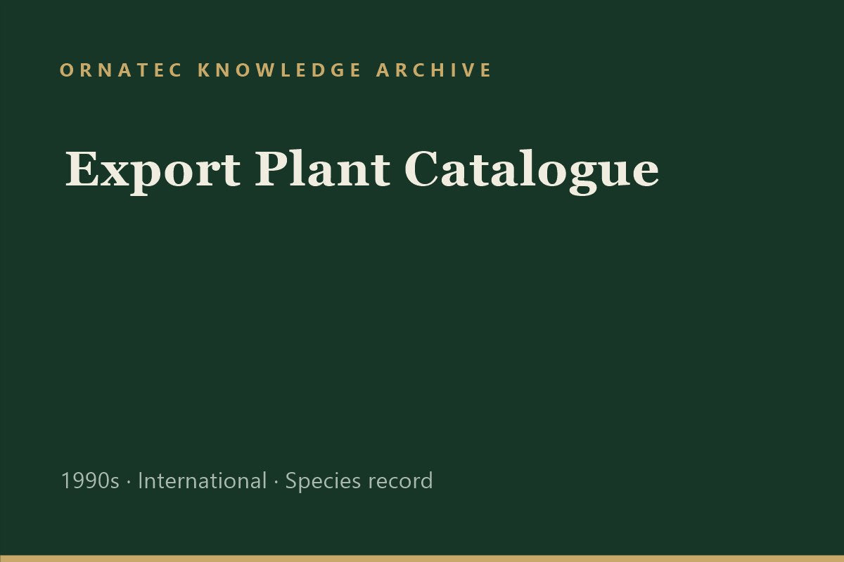Ornatec Knowledge Archive record cover: Export Plant Catalogue
