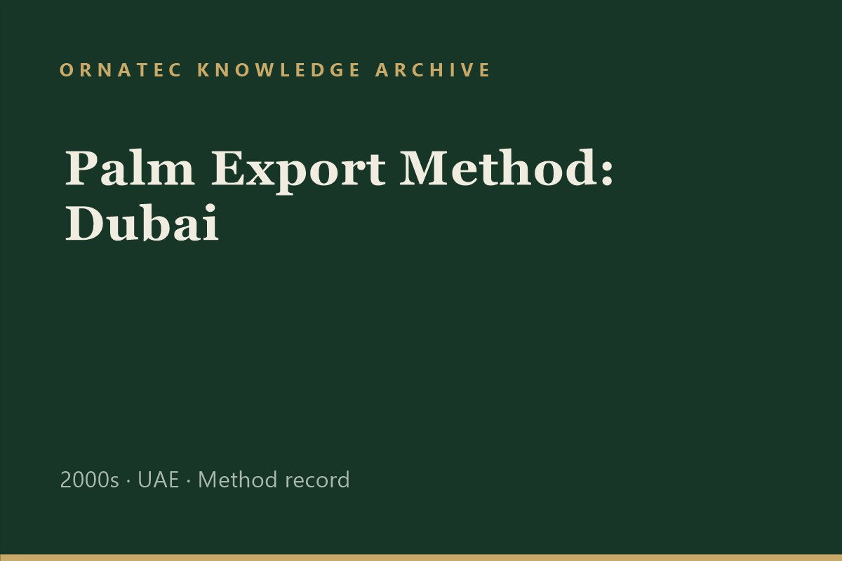 Ornatec Knowledge Archive record cover: Palm Export Method Dubai
