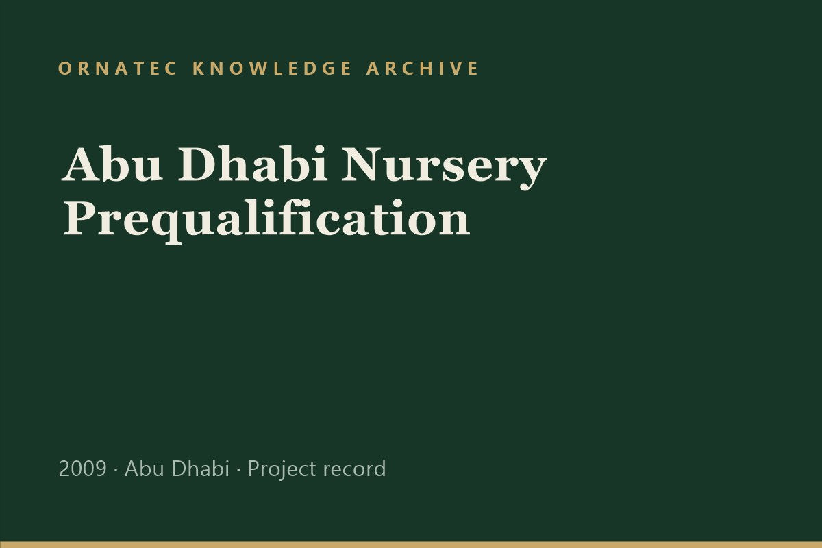 Ornatec Knowledge Archive record cover: Abu Dhabi Nursery Prequalification